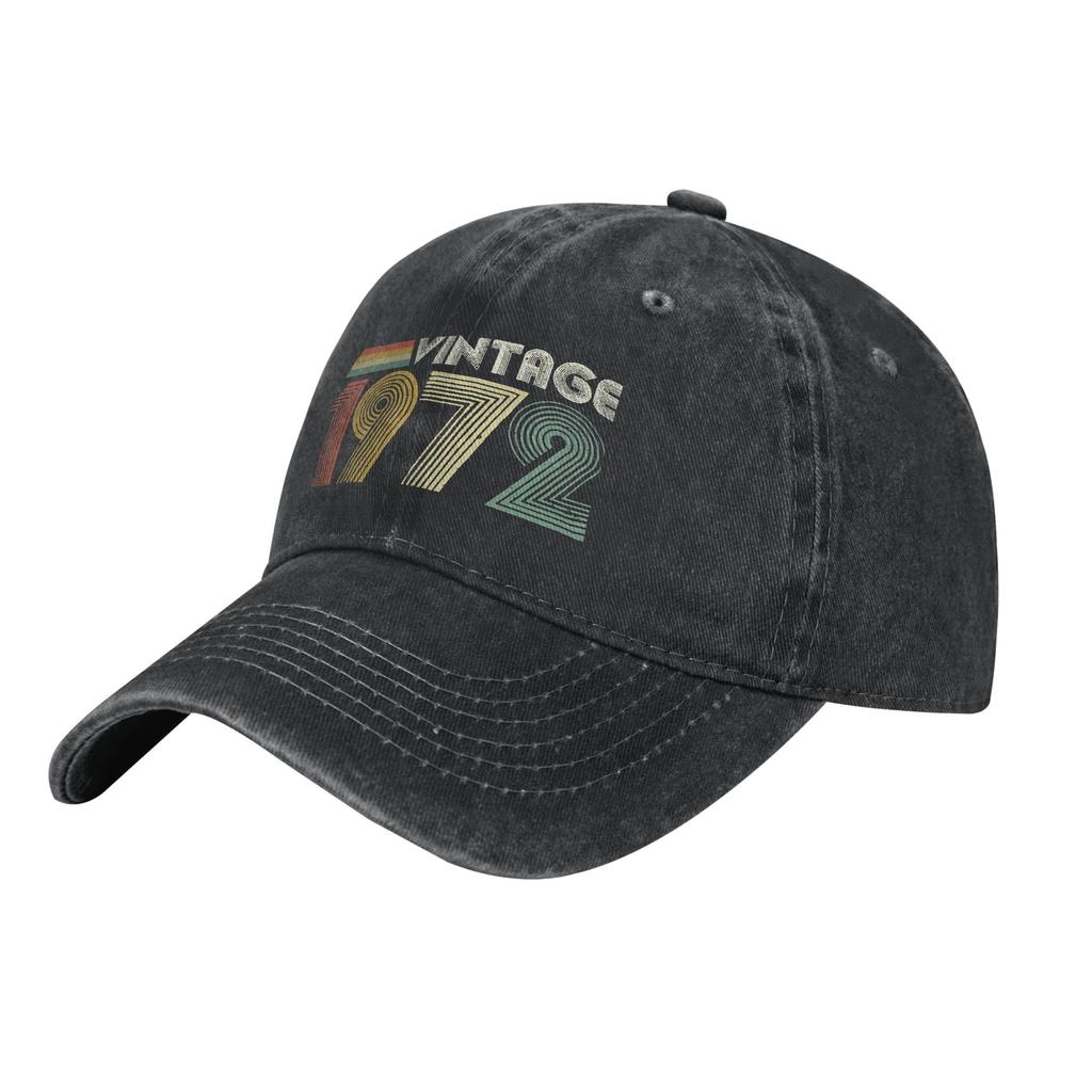 Vintage 1972 Birthday Gift Unisex Baseball Cap Dad Father Years Old Cotton Hats Cap Outdoor Activities Adjustable Snapback Hat