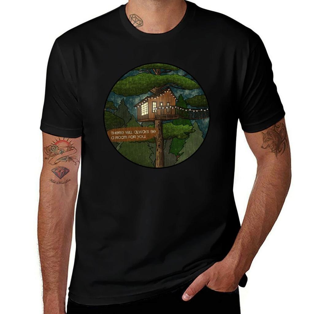 House in the Trees (with text) TShirt Novelty Print Casual Tee Shirt