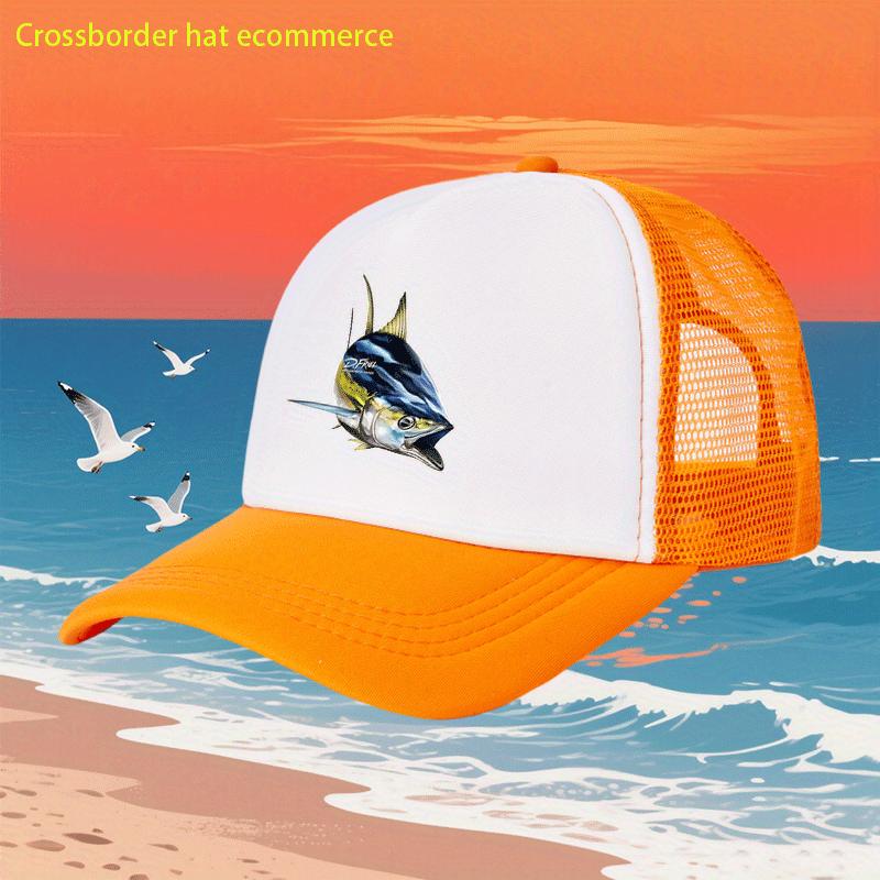 Tuna Fish Print Trucker Hat Breathable Mesh Baseball Cap Casual Outdoor Sports Adjustable Summer Hat