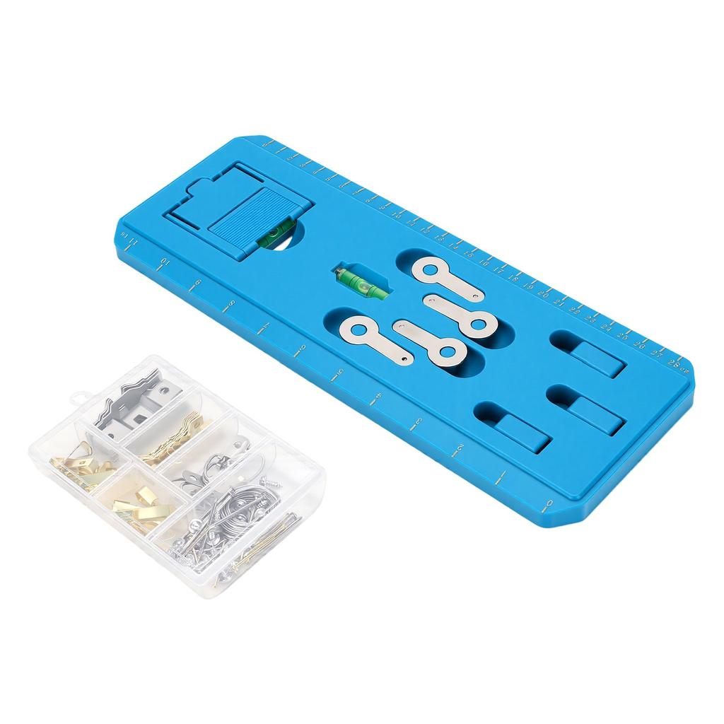 86pcs Picture Hanging Tool with Level Serrated Hook Picture Hanger Line Nails Wall Hook Frame Positioning Tool Blue
