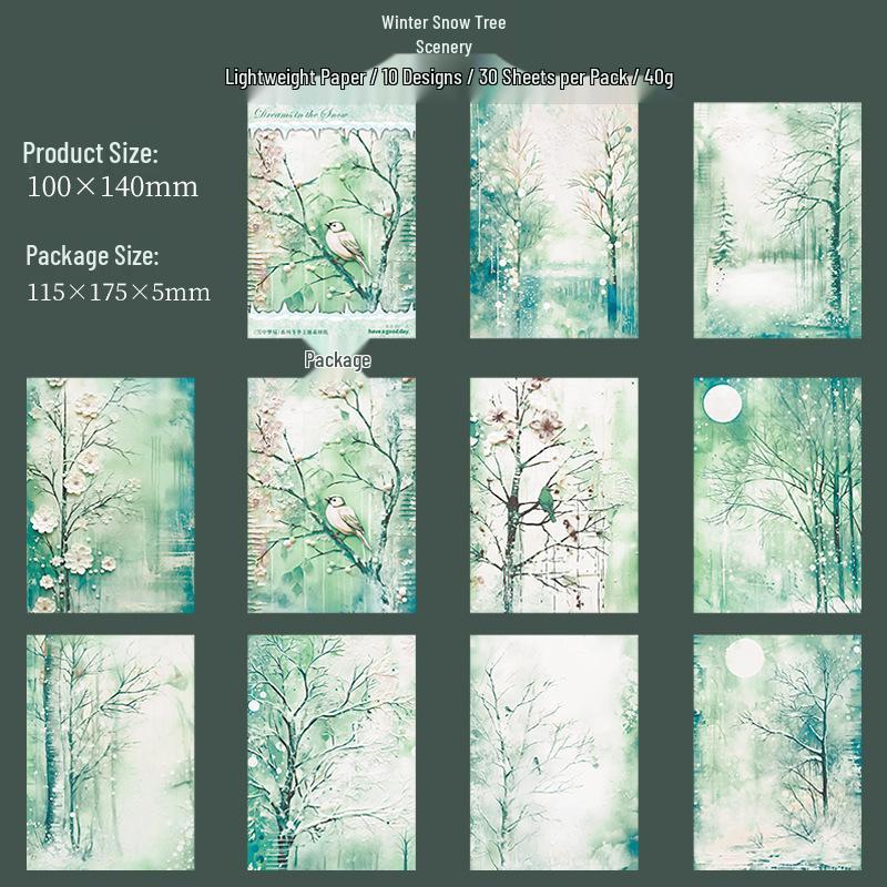 Beautiful Day Winter Theme Snow Dream Paper: Writeable & Collageable, 6 Styles