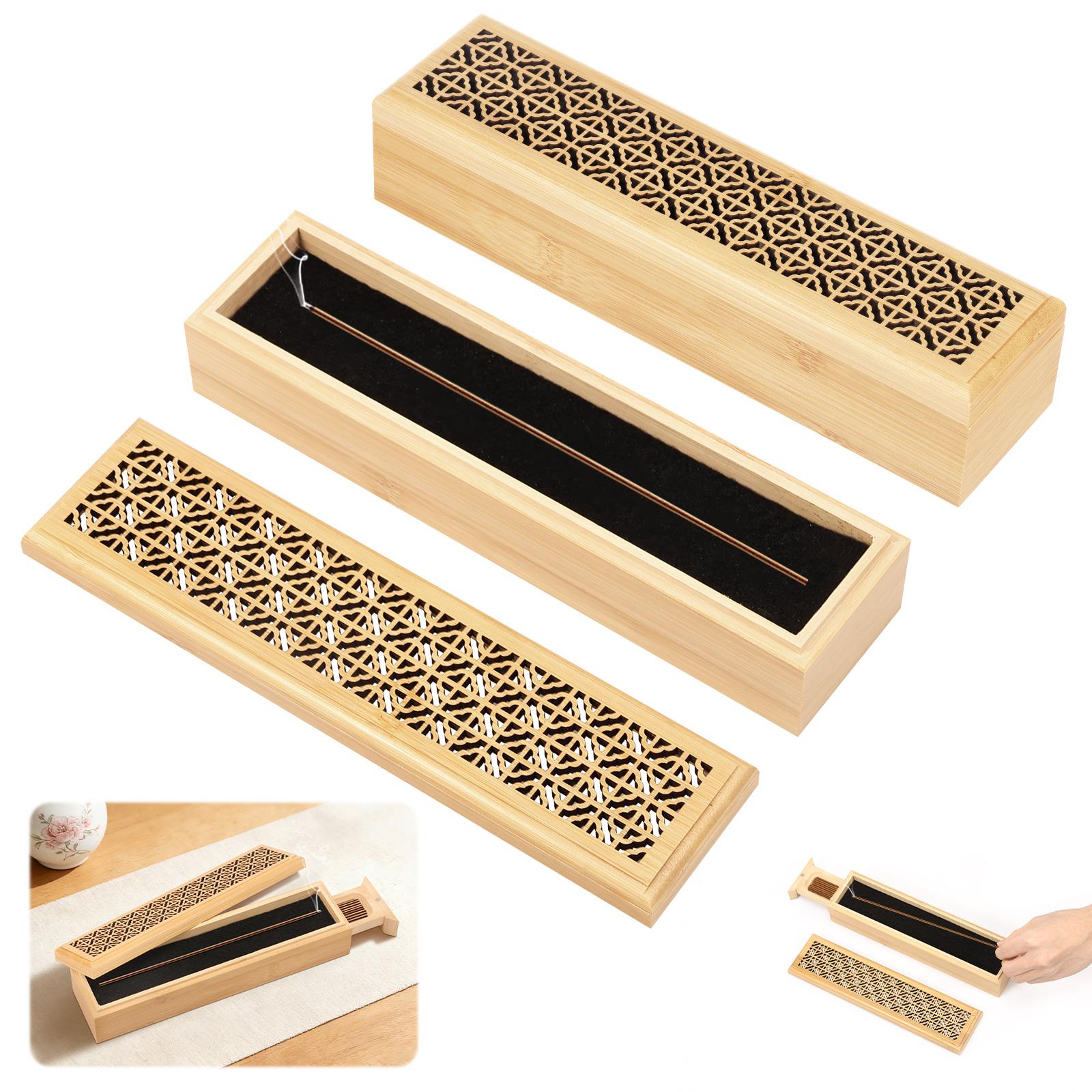 

2 Pack Double-layer Incense Holder Burner Retro Coffin Incense Storage Box for Sticks & Ash Catcher for Meditation Yoga Spa Room