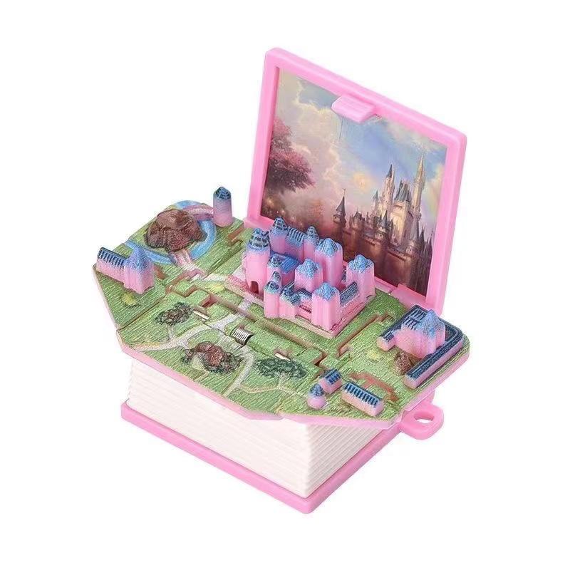 

3D Magic Castle Mystery Hidden World Foldable Book Keychain Pop Up Surprise Pop Finger Handheld Game Children Stress Relief Toy OneSize