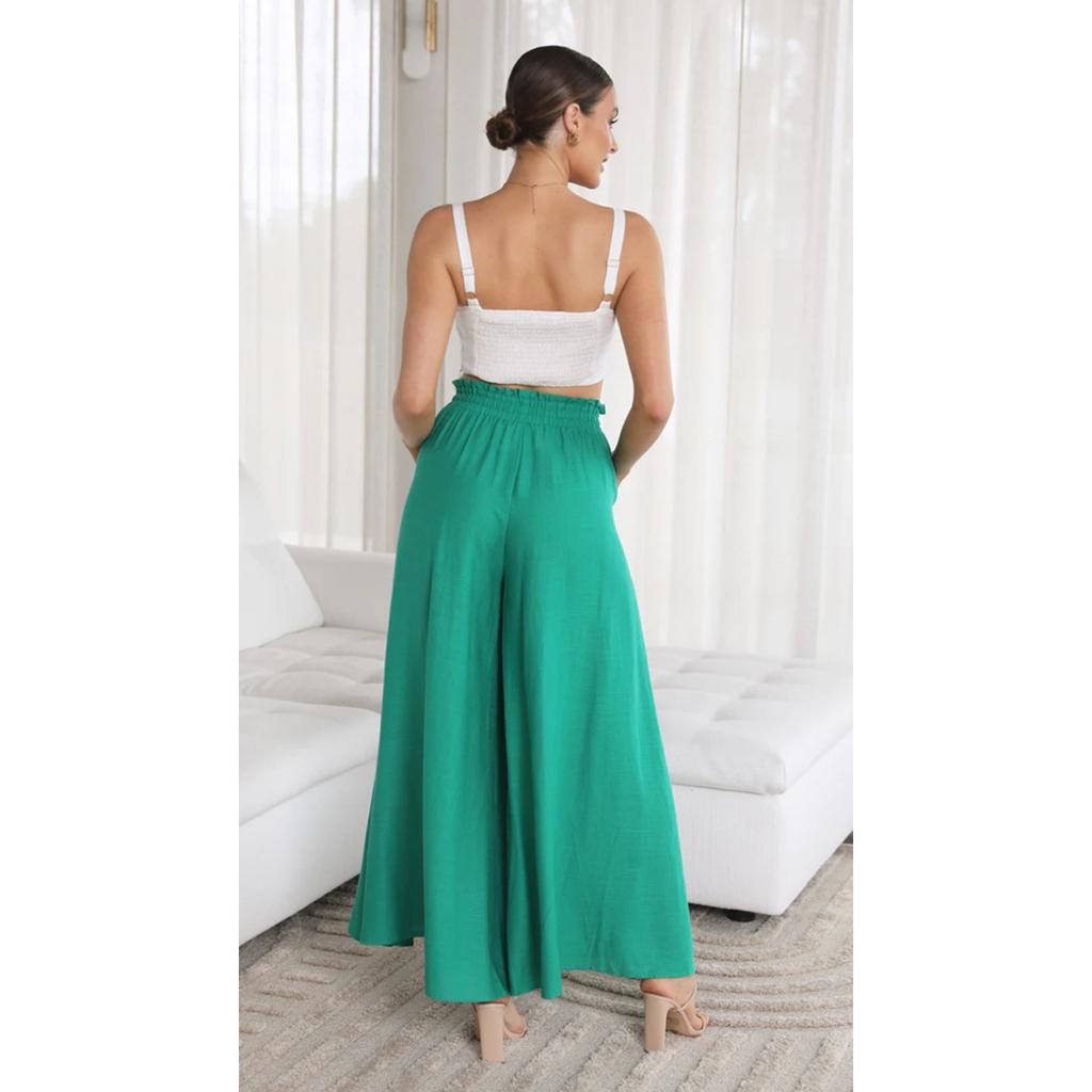 GMXIA Spring Summer Women's Wide-leg Trousers with Elastic Belts, Wide-leg High-waisted Long Style