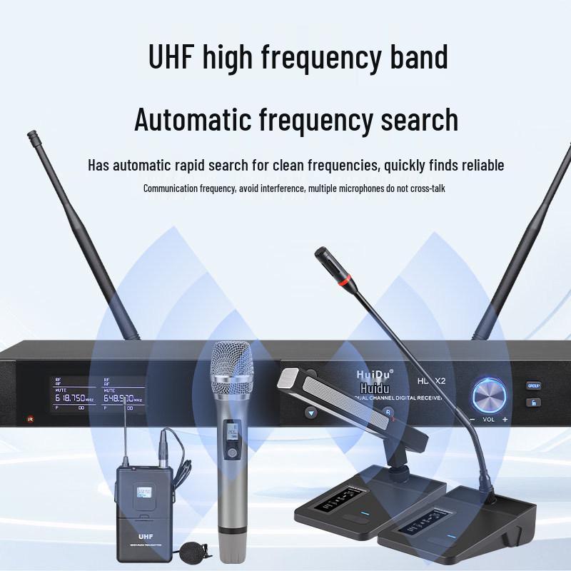 HuiDu HD-X2 Wireless Conference Microphone Set: Gooseneck, Handheld, Headset & Lavalier Options