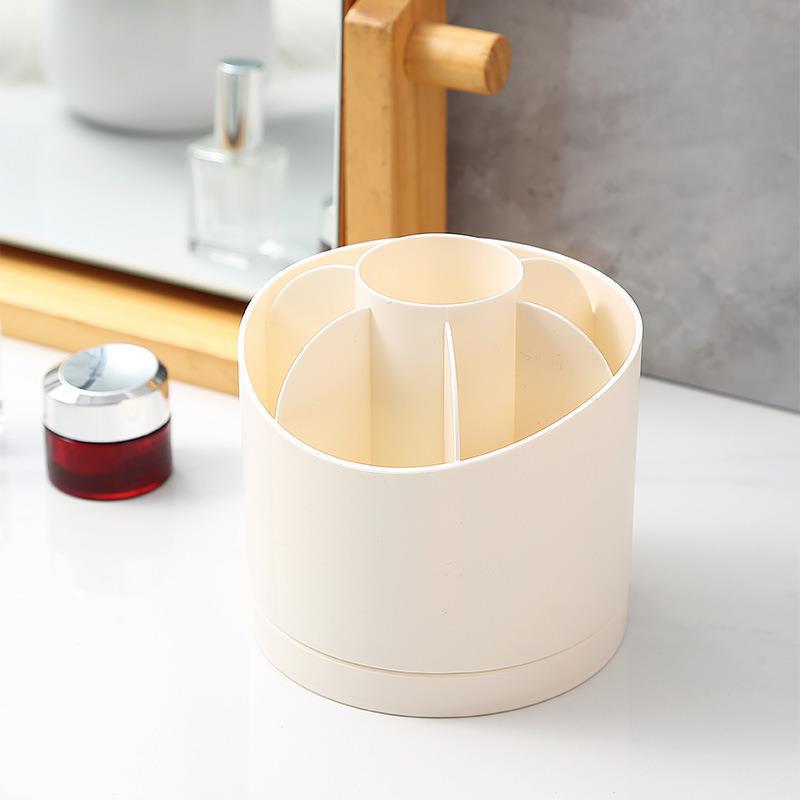 

Dual Rotating Pen and Makeup Holder: Two-in-One Desktop Organizer for Pens, Brushes, Lipsticks, and Stationery.