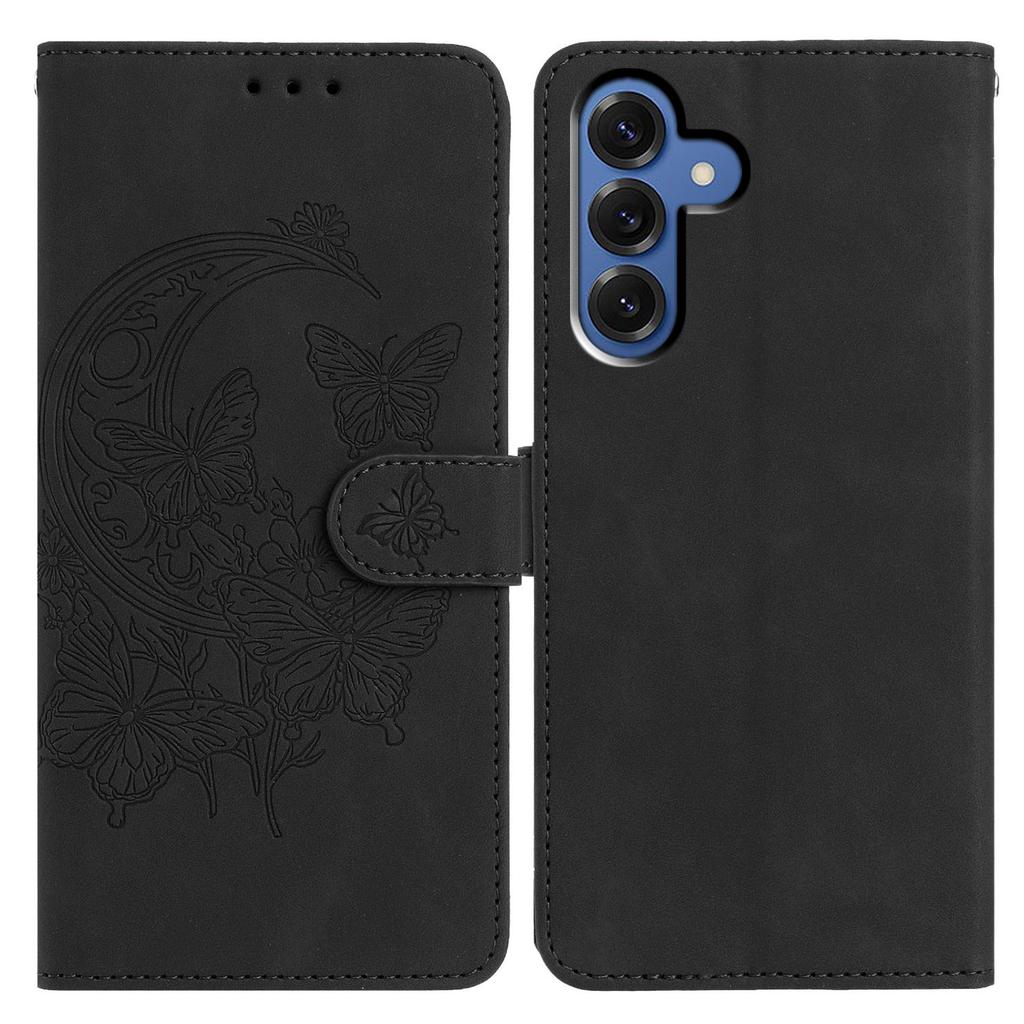 For Samsung Galaxy S25 Case Butterfly Flower Imprinted PU Leather Wallet Stand Phone Cover
