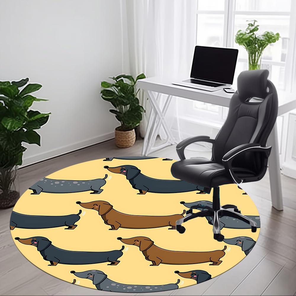 1pc Dachshund Pattern Chair Carpet for Office, Non-slip, Soft and Durable Office Rug, Perfect for Office Yy260131032