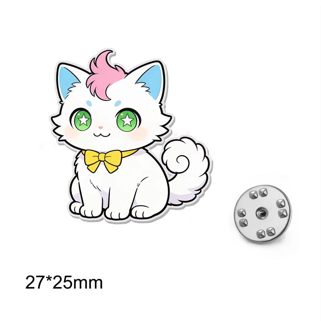 Cute Cat Brooches Stainless Steel Color Printed Kitten Pin for Women Men Kids Backpack DIY Jewelry Party Gift Wholesale