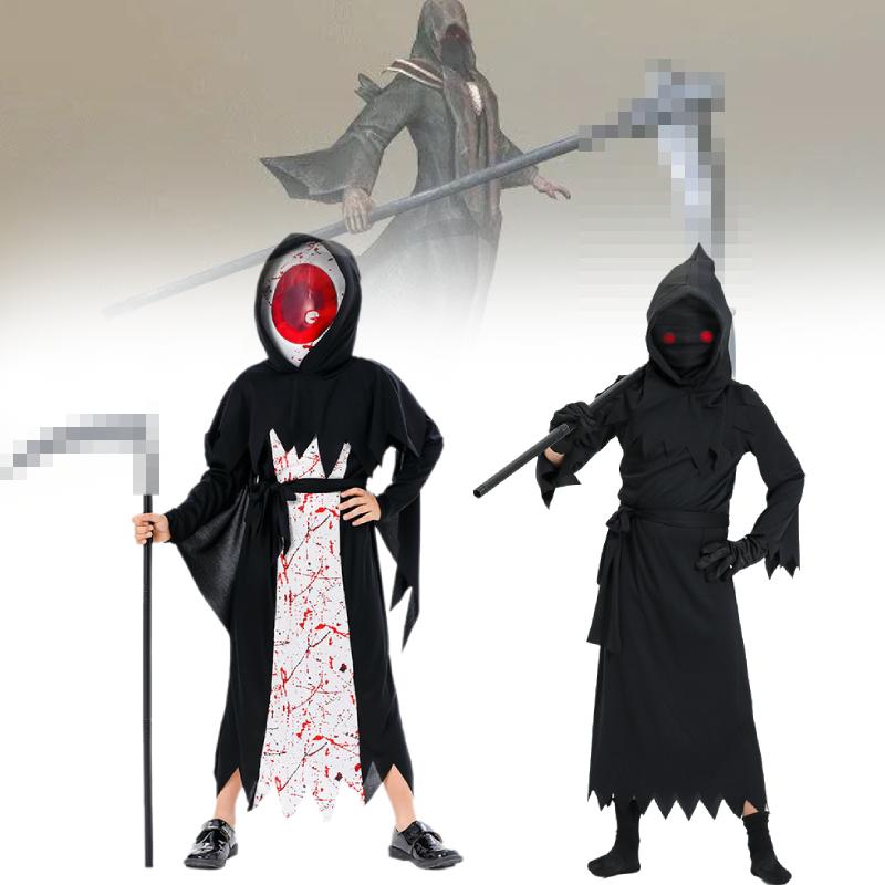 Grim Cosplay Reaper Costume Set Devil Death Performance Outfit Halloween Kids