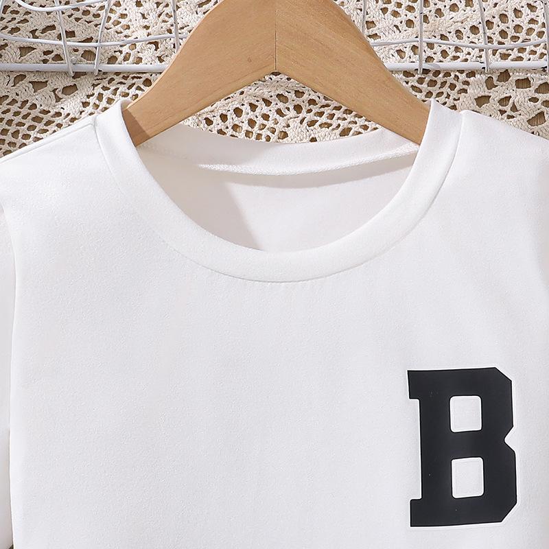 Girls' Casual Suit Summer Children Sweet Short Sleeve Top Pleated Skirt Two-piece Suit