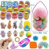 Easter Egg Toy Blind Box Stress Relief Set, Sponge Egg Balls, Rabbit Dinosaur Eggs, Cartoon Easter Egg Gashapon F15 (18pcs)