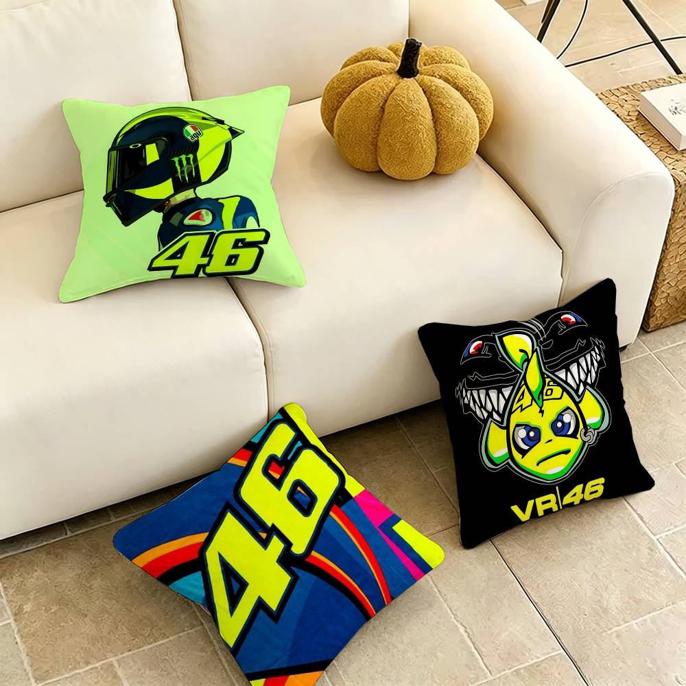 Valentino Rossi Moto Logo Square DoubleSided printed Pillow Case Bedroom Bedside Pillow Sofa Cushion Cover Gift