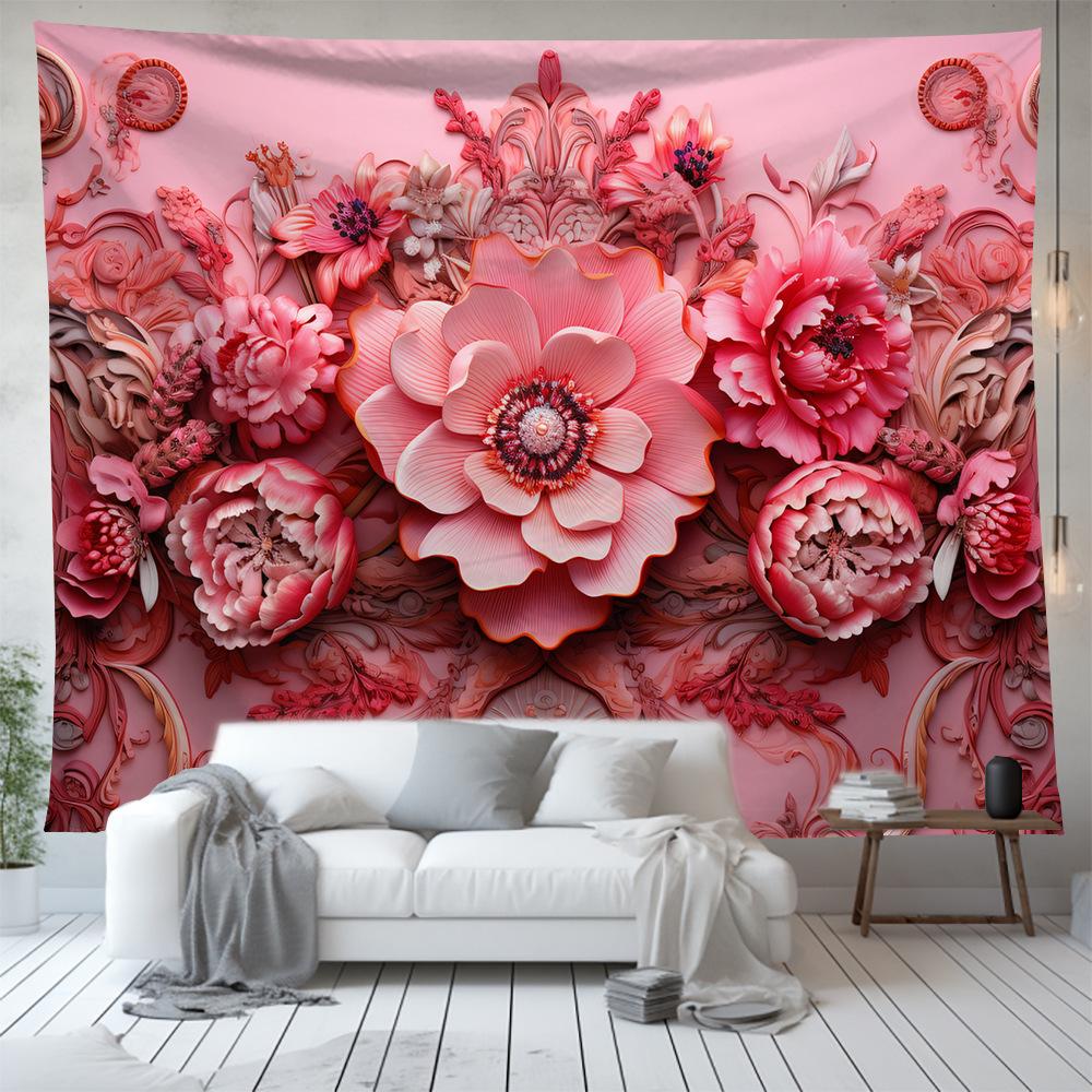 Chic Pink Floral Tapestry Flower Plant Series Wall Hanging Background Cloth Nordic Home Living Room Bedroom Decor Tapestries