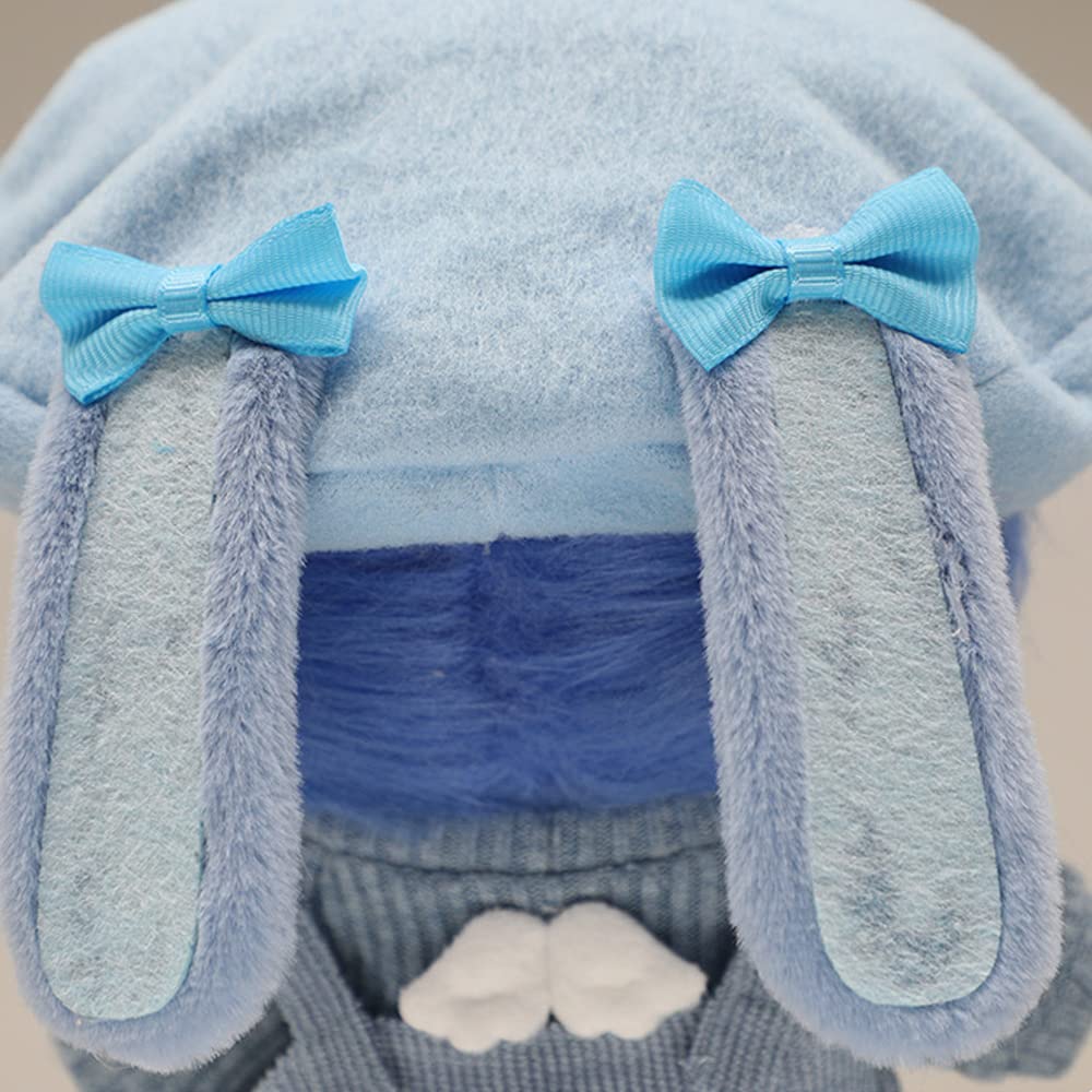 Niannyyhouse 20cm Doll Clothes: Bunny Ear Hat, Sweater, and Suspender Pants, Cotton Doll Clothes for Plush Toys (Pink)