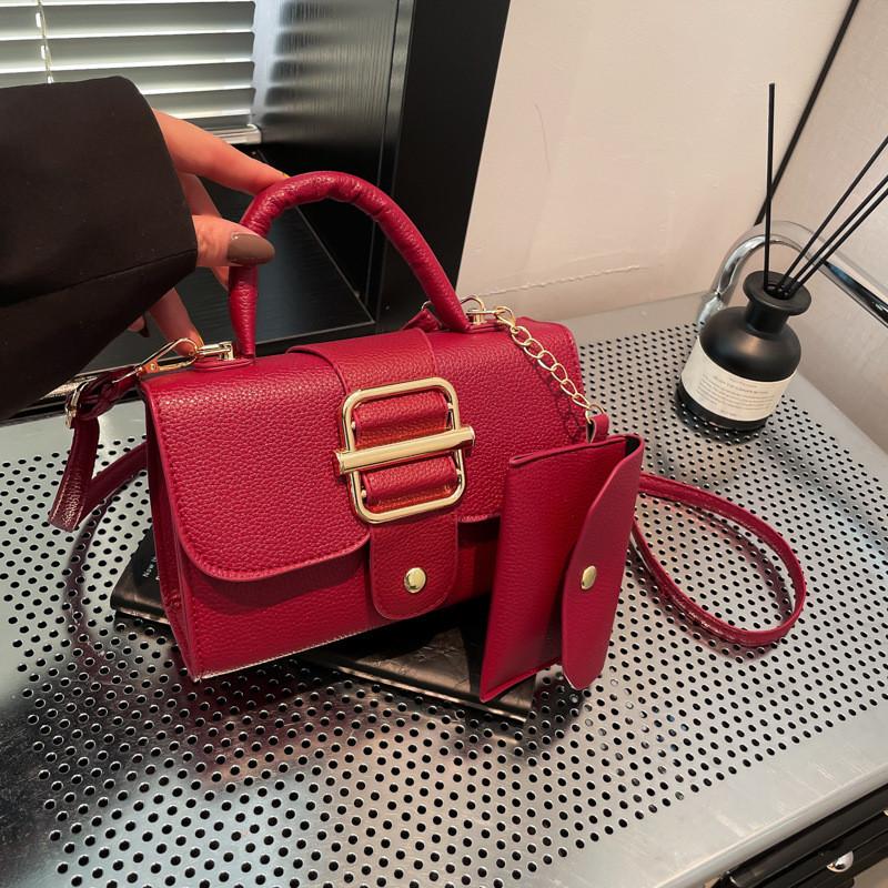 Color Square Candy Crossbody Bag Pu Magnetic Closure Details Mother Child Bag