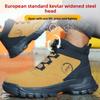 rotating button safety shoes anti smash steel toe work boots industrial construction puncture proof autumn winter work shoes