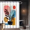 Abstract Plant & Shape Shower Curtain – Colorful Botanical Art, 2D Flat, Machine Washable, Includes Hooks, Multi-Size