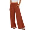 Women's Loose High-waisted Cotton And Linen Solid Color Straight-leg Flared Pocket Wide-leg Pants