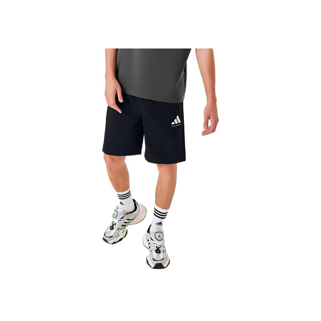 adidas Breathable Lace-Up Mid-Waist Fitted Casual Shorts Unisex Shorts Black White S21ATMSH3T-BW