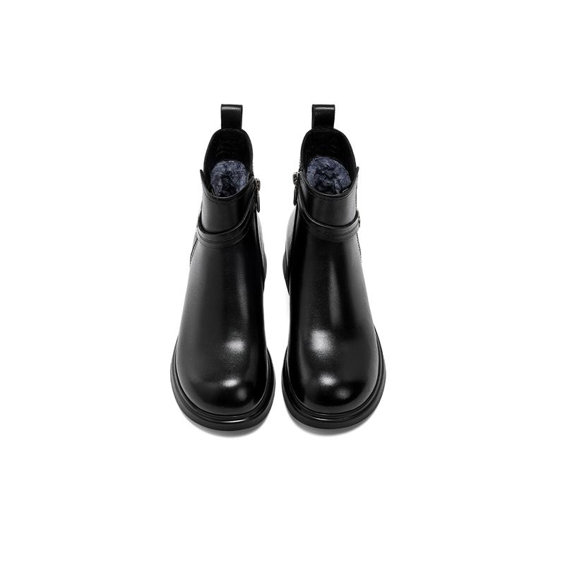 Elle Chunky Heel Martin Boots Genuine Leather Round Toe Elegant Short Boots Women boots EX254AE010
