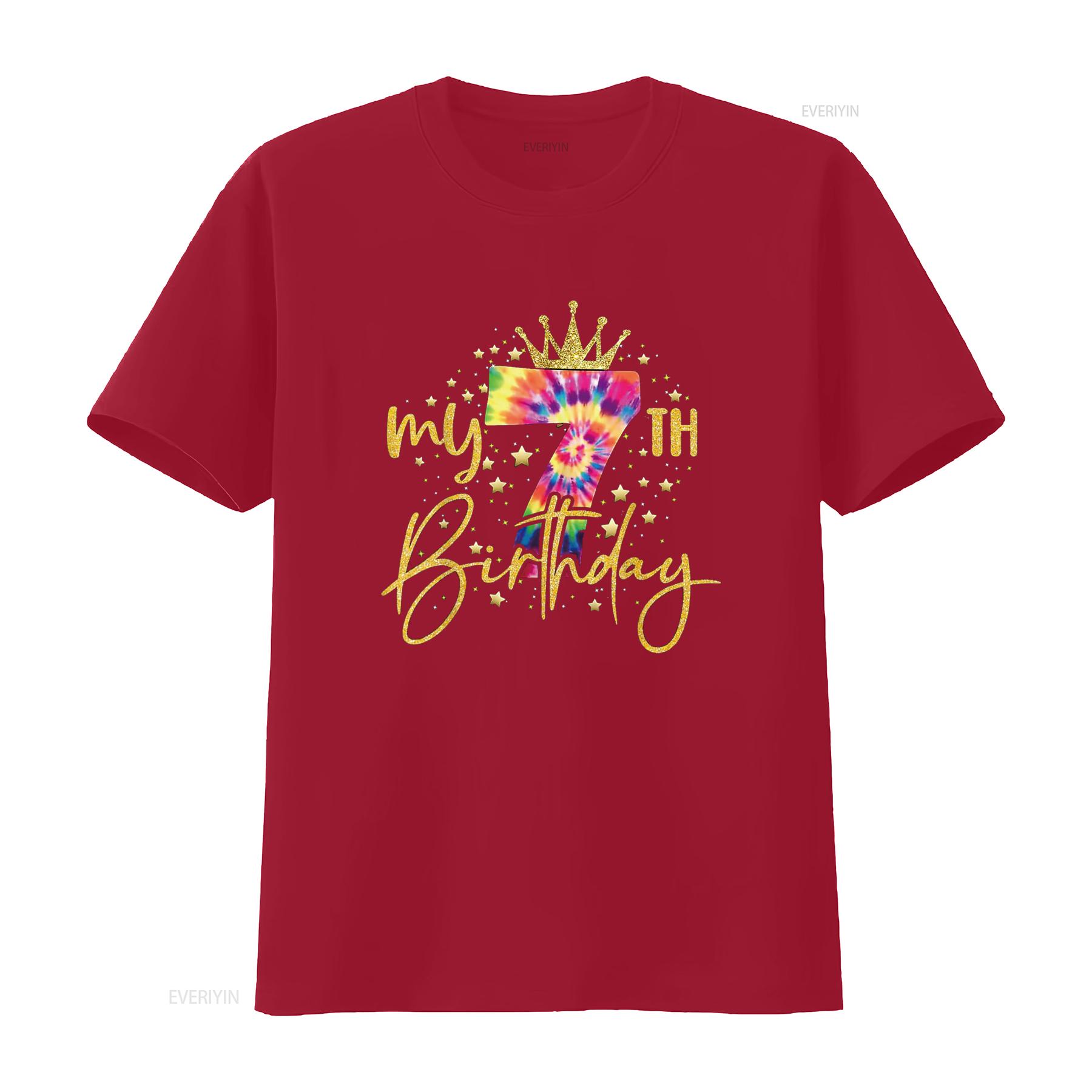 

Мой 7-й День Рождения Крайняя Tie Dye Цифра 7 Девочка 7 Лет Детская Футболка винтажная Стираная дизайнерская одежда Слегка графичная Мягкая S