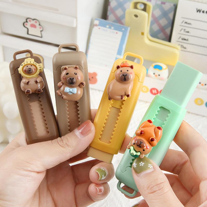 Kawaii Cute Capybara Erasers Set Cartoon Design 4B Eraser Retractable For Drawing Exams Kids Students Back to School Stationery