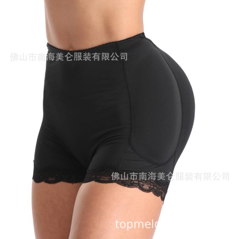 High Waist Padded Butt Lifter Shaper Shorts With Lace Trim S чёрный