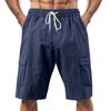 Men's Beach-Ready Breathable Linen Loose-Fit Workwear Shorts with Multiple Pockets for Squats and Jogging