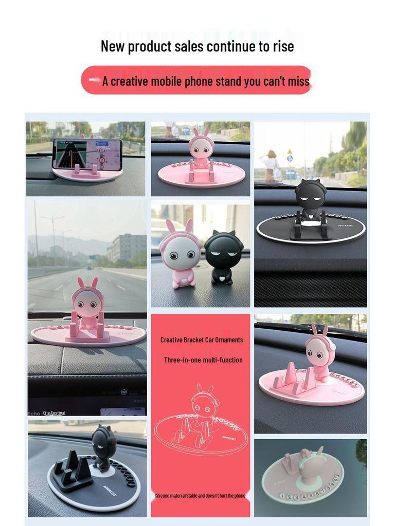 Kreslený držák na telefon na palubní desku auta - Multifunkční držák pro podporu navigace