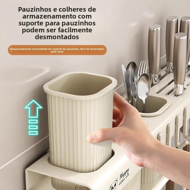 Inteated Wall-Mounted Kitchen Storage Box No-Punching Chopstis Holder Multi-Functional Kitchen Storage Ra Home Use