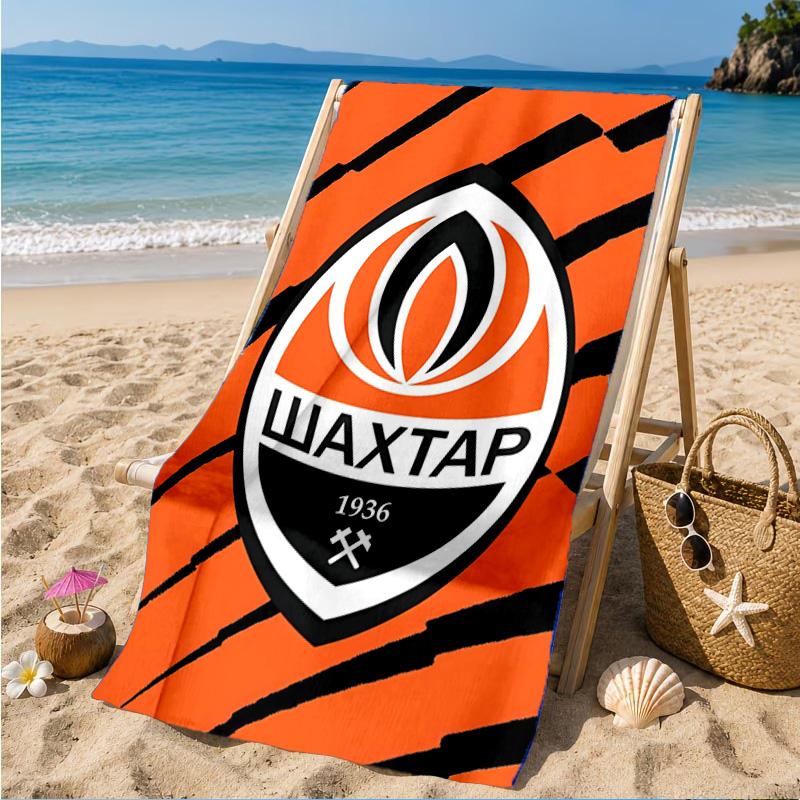 Asciugamano da Spiaggia con Design dello Stemma dello Shakhtar Donetsk, Asciugatura Rapida, Facile da Curare, Adatto Sia per il Fitness che per le Vacanze al Mare, Essenziale per lo Sport