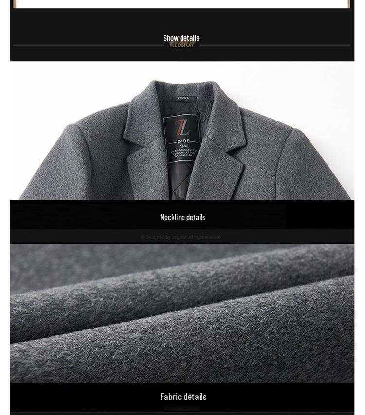 Men's Thickened Wool Trench Coat - Mid-Length, Autumn/Winter Business Style