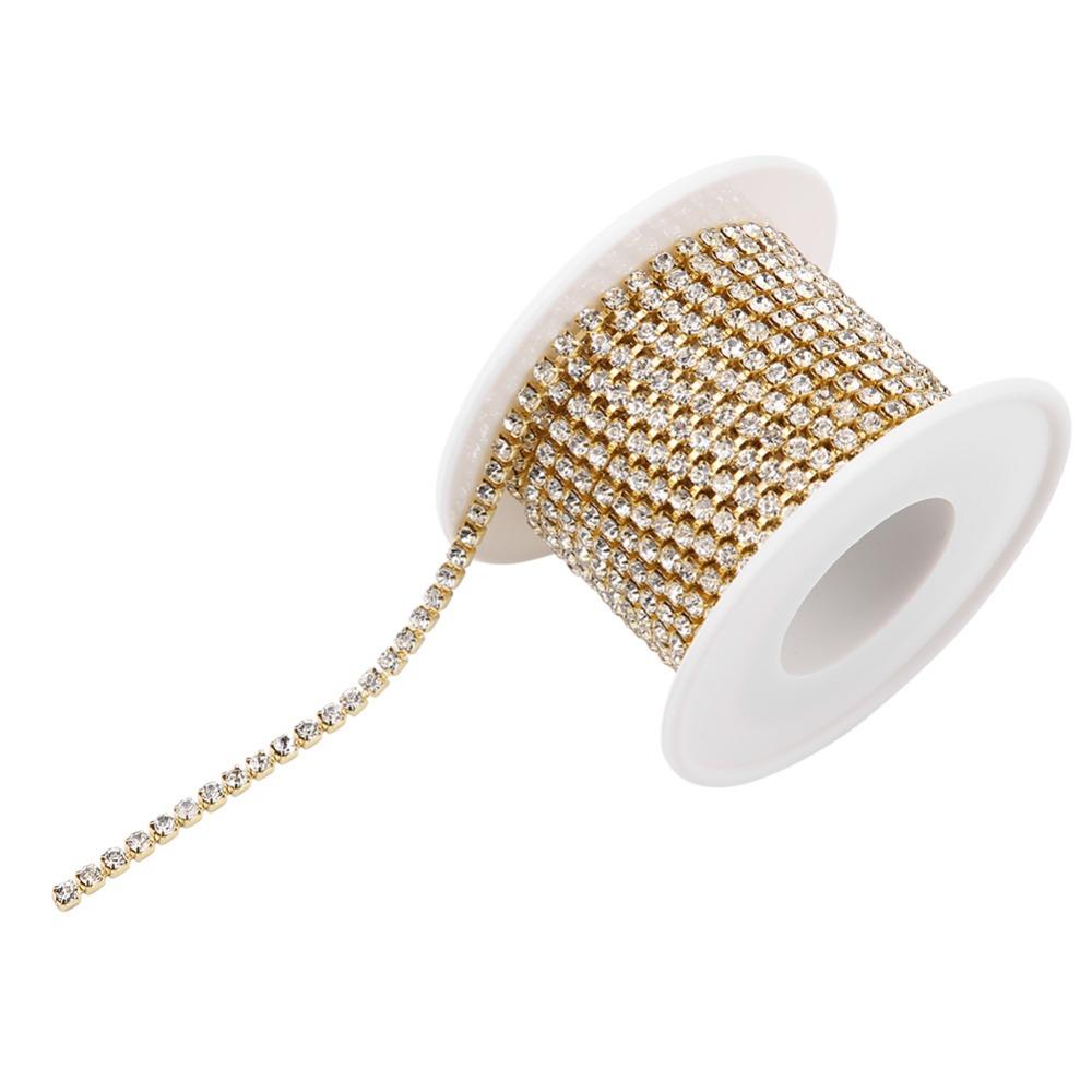 1pcs SS12 Rhinestone Chain Roll 10 Yards Close Cup Chain Trim Crystal Rhinestone Chain Sewing