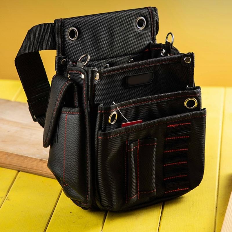 Belt Tool Pouch with Belt Oxford Cloth Small Pocket Waist Tool Bag Electrical Tool Organizer Pouch for Electrician