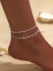 Silver Color Double Layer Shiny Chains Anklets For Women Foot Leg Barefoot Bracelet Charm Jewelry
