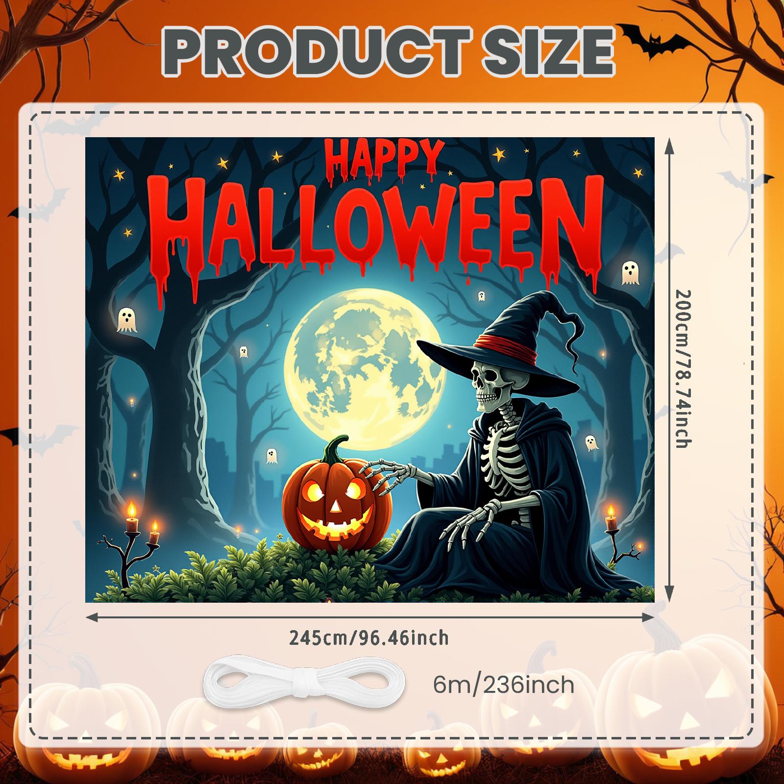 

Ghost Decoration Full Moon Halloween Banner Pumpkin Decor Pumpkin Lantern Happy Halloween Sign For Party Prop Holiday Themed
