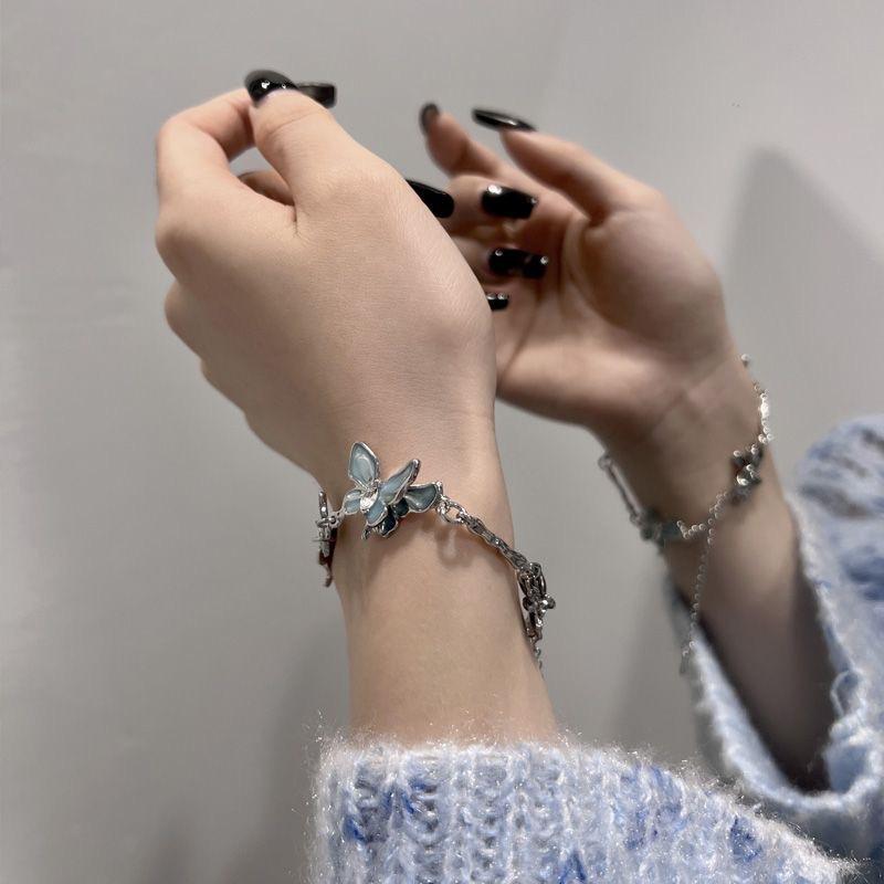 Cold wind azure butterfly bracelet female niche light luxury design student party girlfriend fairy face fashion jewelry
