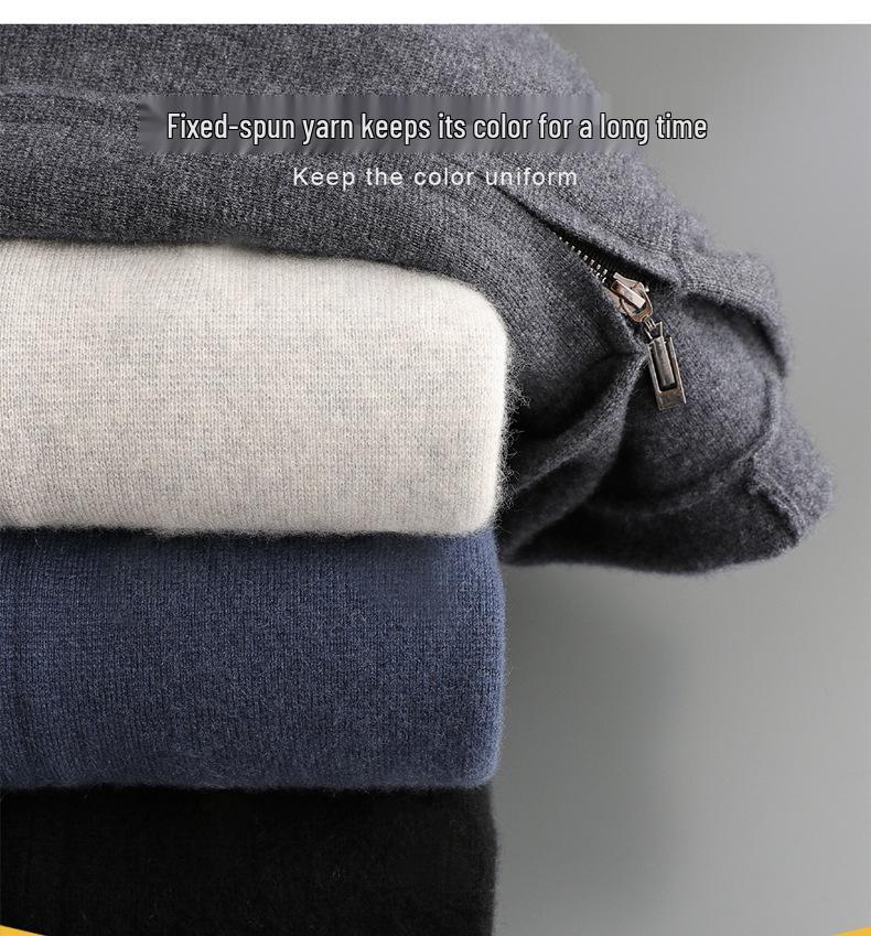 Męska Gruba Grzana Kaszmirowa Bluza Rozpinana z Zamkiem - Jesień/Zima Wełniany Sweter Nowość