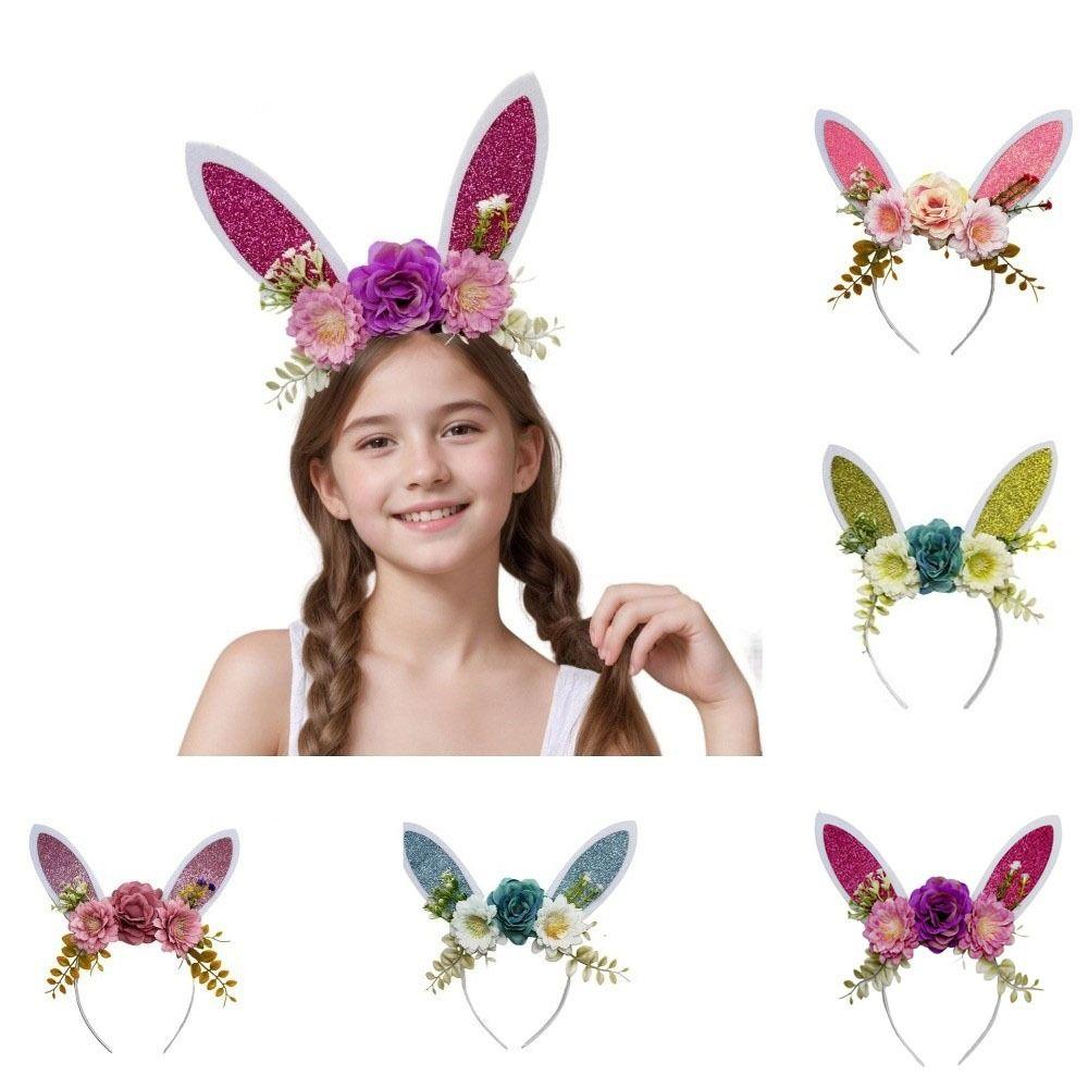 Colorful Bunny Ears Hair Hoop Non-slip Happy Easter Headdress Rabbit Ears Headbands  Holiday Decor