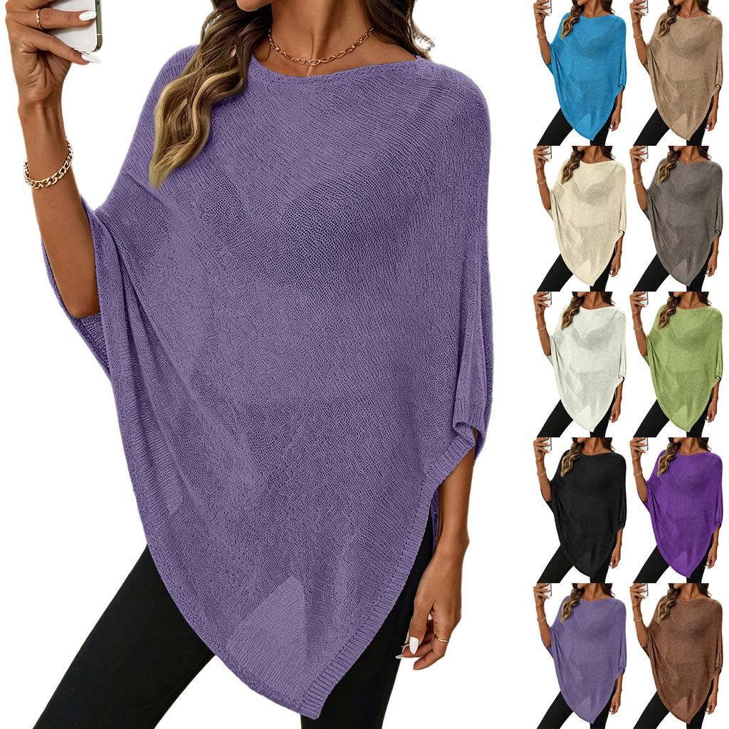 Damen Leichte Strand-Übergangsjacke Kurzarm Durchbrochen Lockerer Sitz Lässiges Sommer-Pullover-Top für Urlaub Reisen