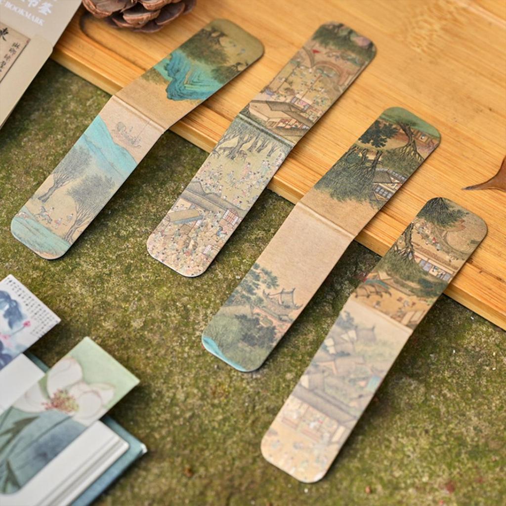 2/4/5 Stück/Set Chinesisches Retro Lesezeichen Bambus Lotus Kran Landschaft Lesezeichen für Lehrergeschenk Vintage Ästhetisches Magnetisches Lesezeichen