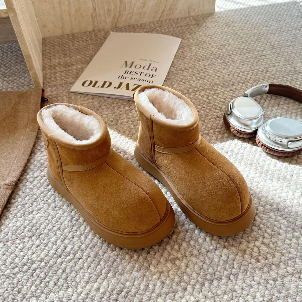 Factory direct sales 2025 winter new short snow boots women's thick soles heightened thickened cotton shoes warm and velvet short boots