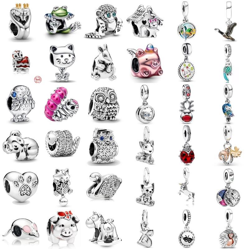Newest 925 Silver Charm Bracelet Forest Animal Series Jewelry for Women Kangaroo Owl Swan