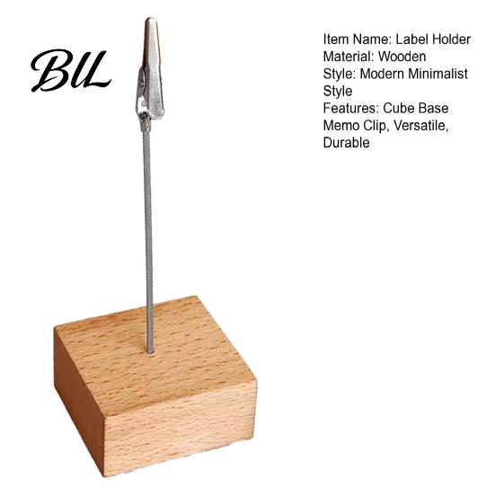Party Place Card Holder Wooden Cube Memo Clip Stand, Note Display Solid Wood Square Base Desktop Organizer Holder, Vertical Receipt for Wedding