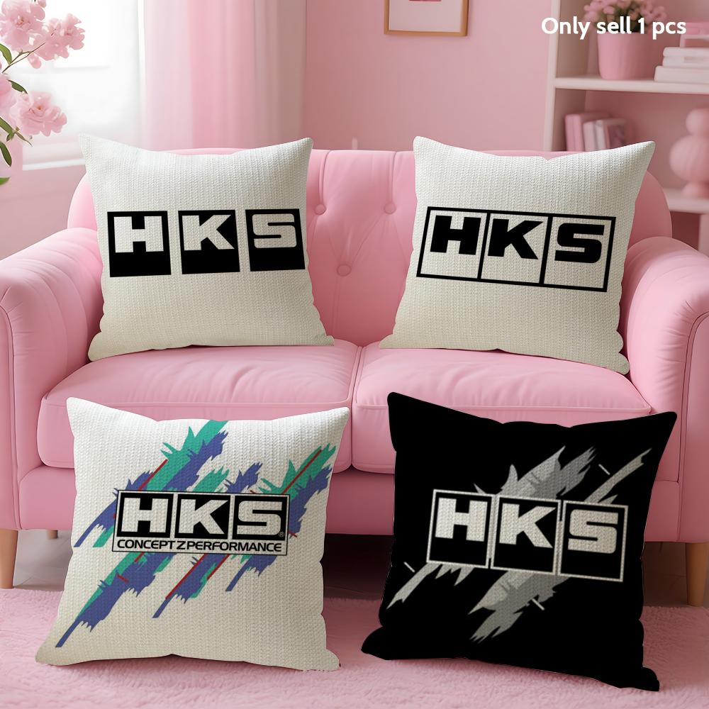 Retro Pattern H-Hks Cushion Cover Summer Coolness Linen Fabric Double-Sided Printing Pillow Case Sofa Home Decor Gift