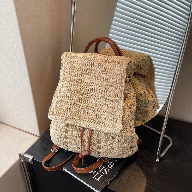 Woven straw bag women's large-capacity new spring and summer backpack casual high-end seaside beach bag