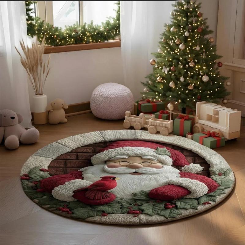 

Різдвяні кришталеві вельветові килимки, прикраса для входу в дім, напівкруглі килимки, протиковзкі килимки для туалетів 80*80cm