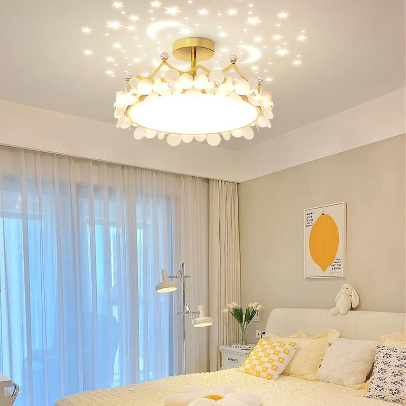 Modern Crystal Crown LED Ceiling Chandelier Lights Children Girls Bedroom Study Living Kid's Room Pendent Lamp Home Decoration