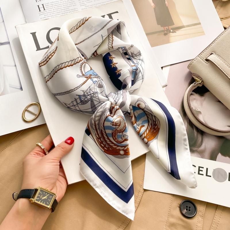 Silk scarf women's neck new scarf with coat 70 small square scarf scarf mother high-end scarf